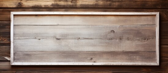 A wooden sign with intricate font hangs on a hardwood rectangular wall. The wood stain enhances the natural beauty of the wood, creating an artistic piece of automotive exterior decor