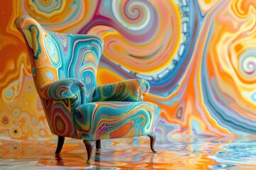 Obraz premium colorful rainbow colored couch, 3d render