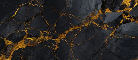 Background of black marble with yellow streaks