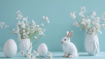 Naklejka na ściany i meble easter eggs with easter bunny 