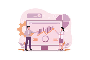 Naklejka premium Business Strategy Flat Illustration Design