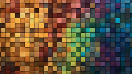 A pixelated scenery featuring a traditional wood design with an artistically innovative twist, combining a broad spectrum of hues and shadows for a visually stunning and unique display.