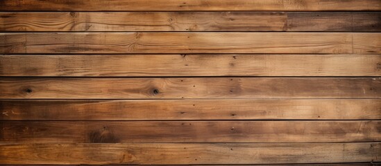 Fototapeta na wymiar Closeup of a brown hardwood plank wall with a blurred background, showcasing the beautiful wood grain pattern and rectangular shape