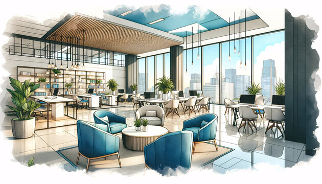 office space with a casual seating area