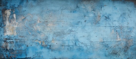 A closeup shot of a vibrant electric blue wall with a grunge texture resembling a fluid water pattern, showing off its artistic and visual arts qualities