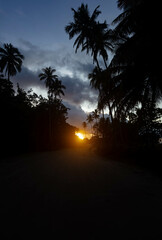 Coucher de soleil à Tema'e à Moorea en Polynésie