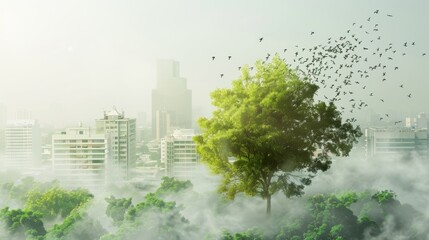 Air Quality: Trees filter pollutants from the air, improving air quality for humans and animals - obrazy, fototapety, plakaty