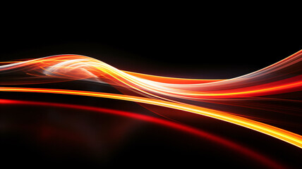 Abstract curve Light Trails, colorful luminous long exposure  motion shape, high speed light streaks effects on black reflection floor background