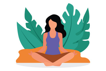 Obraz na płótnie Canvas Yoga Meditation Flat Design Illustration