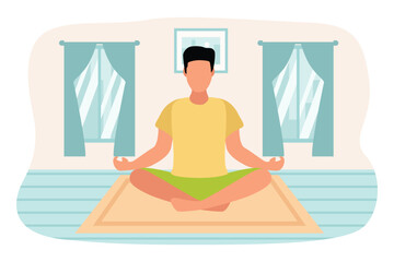 Yoga Meditation Flat Design Illustration