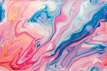 A colorful swirl of paint with pink, blue, and orange hues