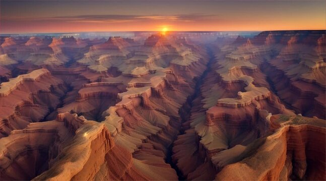 Grand Canyon sunrise or sunset paint the sky with breathtaking colors, showcasing the majestic mountains, serene desert, and vibrant nature of the Grand Canyon State