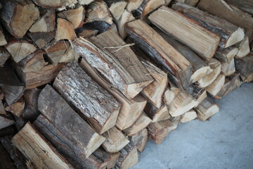 The storage of chopped firewood. 