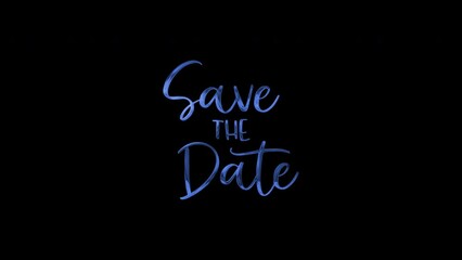 Animated close up of save the date text on black background, perfect for wedding invitations or event announcements, elegant and stylish.