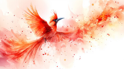 Bird with abstract red background