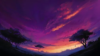 Zelfklevend Fotobehang abstract purple sky, Sunset Sky Amidst Dramatic Cloudscape © atosuwan