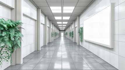 Contemporary Corridor with Sleek Design, Bright Lighting, and Modern Architecture, Providing a...