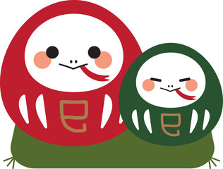 巳ダルマ　巳年　　年賀状素材	