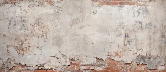 Vintage Distressed Plaster Wall Background With Brick Texture.