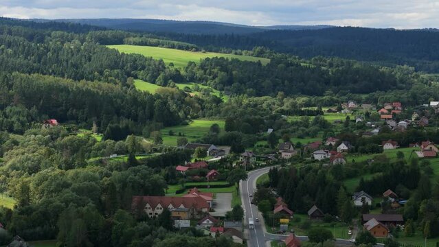 Beautiful Landscape Forest Mountains Bieszczady Bircza Aerial View Poland