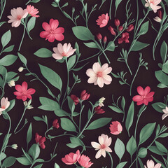 Fototapeta premium Floral Pattern, Flowers Seamless Pattern, Repeat Texture for Fabric Textile Printing Design, Gift Paper, Wallpaper, Publication, Dress, Outfit, Curtain, Blanket, Garment, Clothes