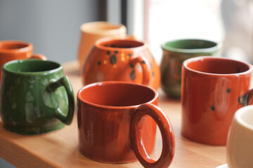 Turkish traditional design ceramic coffee mugs in Old Bazaar