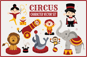 Fototapeta na wymiar Circus Character Illustration Vector Set