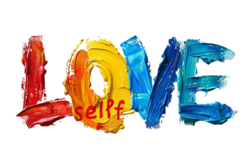love self with solid paint, no background, PNG