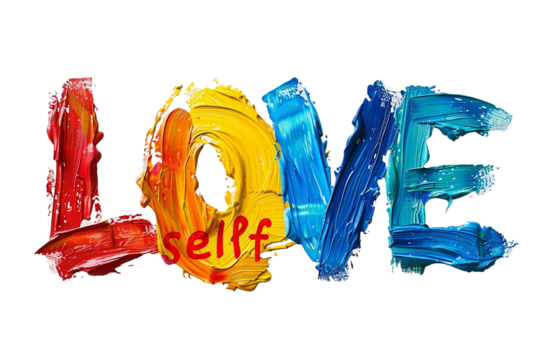 love self with solid paint, no background, PNG