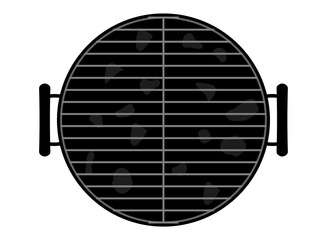 Barbecue grill illustration with clean round grill grid. Vector top view on bbq illustration