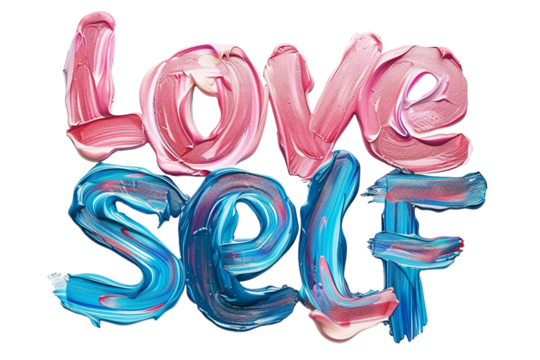 love self with solid paint, no background, PNG