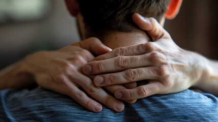 A thes hands pressing on the back of a persons neck targeting specific pressure points that are believed to improve sleep and reduce stress in traditional medicine.