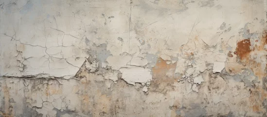 Foto op Plexiglas Verweerde muur Peeling stucco on a vintage wall. Craquelure texture on abstract concrete backdrop.