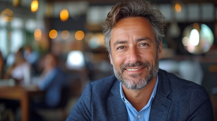 Fototapeta premium Portrait of a business man sitting in an office. Work gonna better. Successful business man choose a plan. Work concept. Office concept. Success concept. Man concept. Portrait concept.