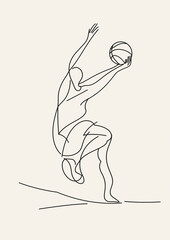Dynamic Basketball Player Line Art