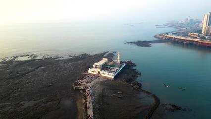 Haji Ali Dargah - Mumbai Drone Footage, India Mumbai's Stunning Aerial view,	