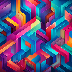 Abstract geometric patterns in vibrant colors.