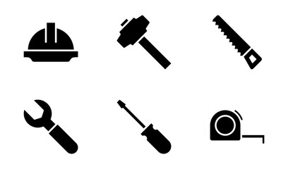 Fototapeta premium Construction tools icon symbol vector template collection