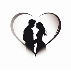 Silhouette of Romantic Couple Inside Heart Shape

