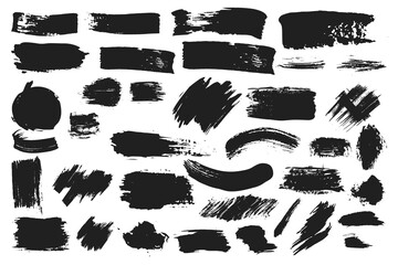Set of black paint  ink brush strokes  brushes  lines. vector elements