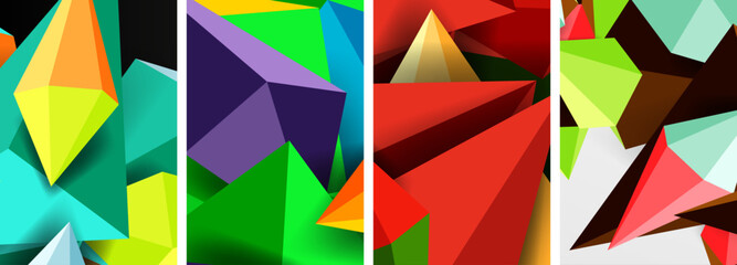 Triangle abstract concepts poster set with geometric minimal designs