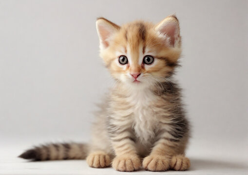 cute and adorable British kitten on white background. Generative AI