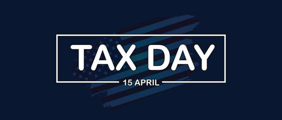 15 April Tax Day banner isolated on gray background. Banner design template in paper cutting art style. Vector illustration - obrazy, fototapety, plakaty