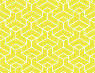 The geometric pattern with lines. Seamless vector background. White and yellow texture. Graphic modern pattern. Simple lattice graphic design