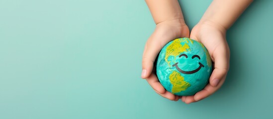 hands holding smilling 3d globe earth illustration for the celebration of world earth day