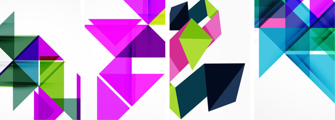 Triangle poster geometric background set