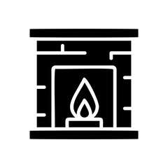 Fireplace Glyph Icon Black and White