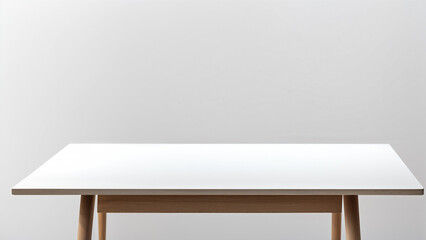 A white table on a white background with space for text, for product display
