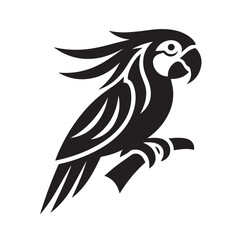 silhouette and icon of a macaw isolated on white background