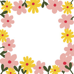Spring flower frame - Yellow , Pink flower,Spring floral frames,
Flower-themed frames,
Blossom borders